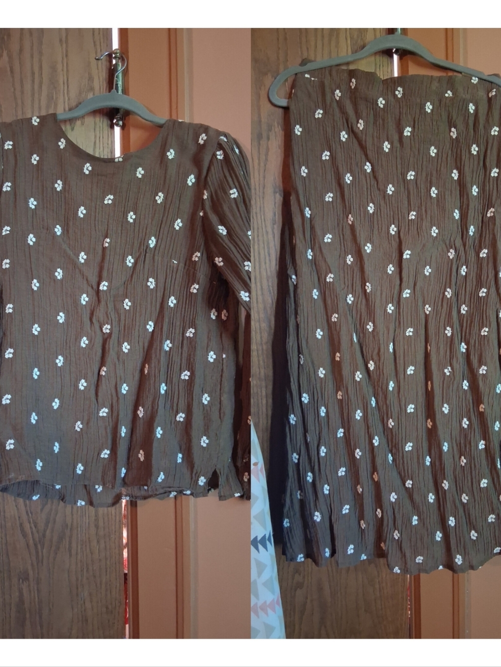 Brown Top & Skirt Set